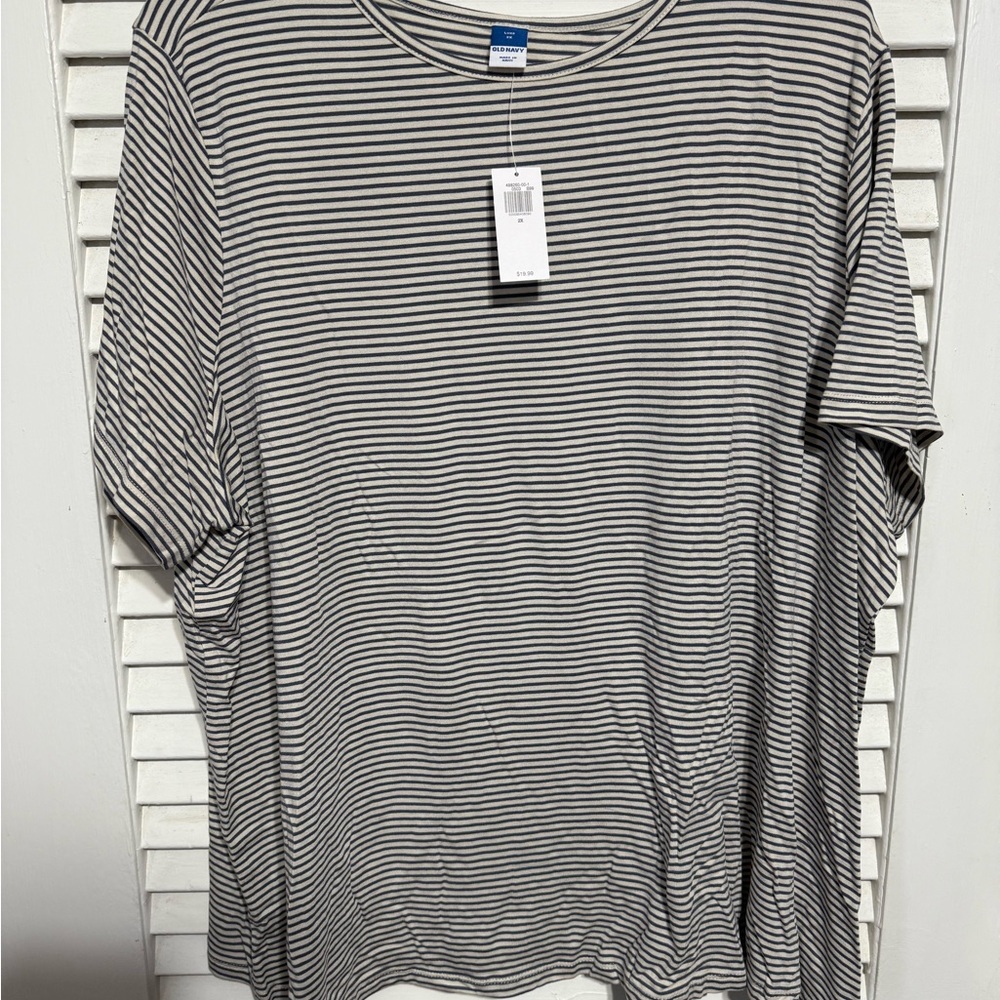Old Navy NWT Black and White Striped Lux 2X Women's Top